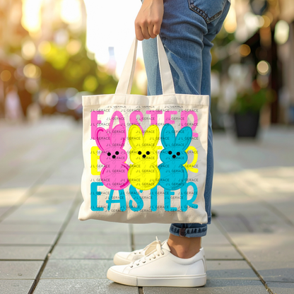 EASTER EASTER EASTER Bunnies Pink - Yellow - Blue PNG