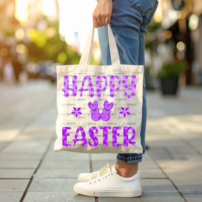Happy Easter Purple Bunny Peep Flowers Clipart Sublimation PNG