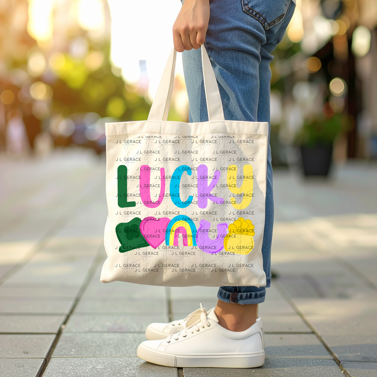 Lucky PNG, St Patrick Shirt Design, Rainbow Shamrock Sublimation PNG Download