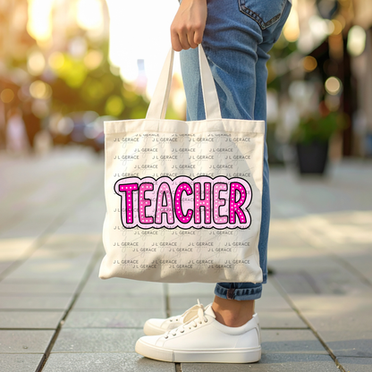 Teacher Dot Lettering Pink PNG Digital Download