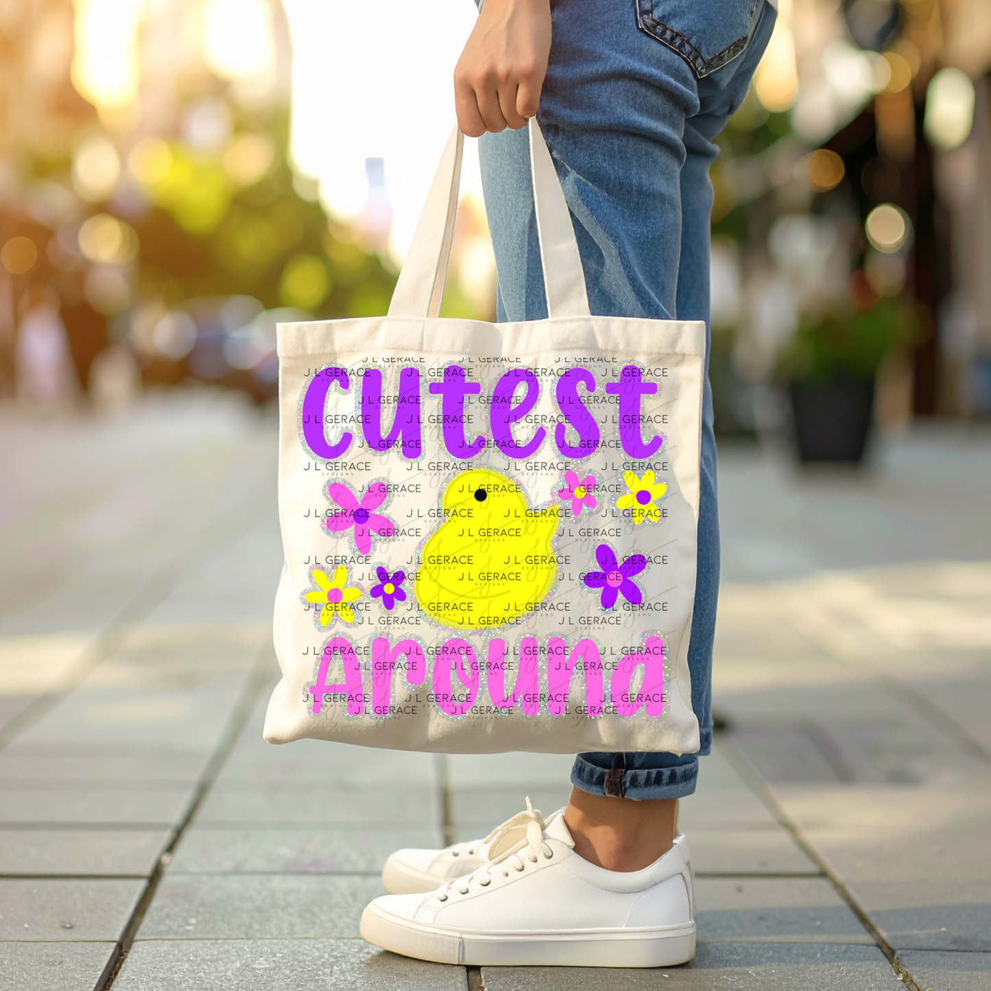 Cutest Chick Around Glitter Outline PNG