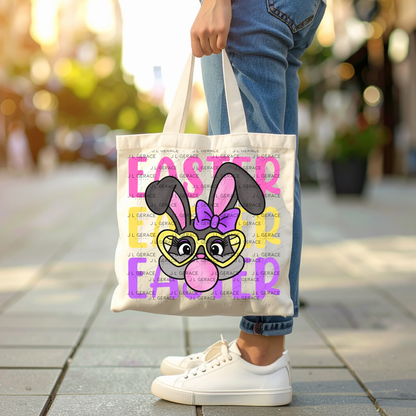 EASTER EASTER EASTER Bunny with Glasses Pink - Yellow - Purple PNG