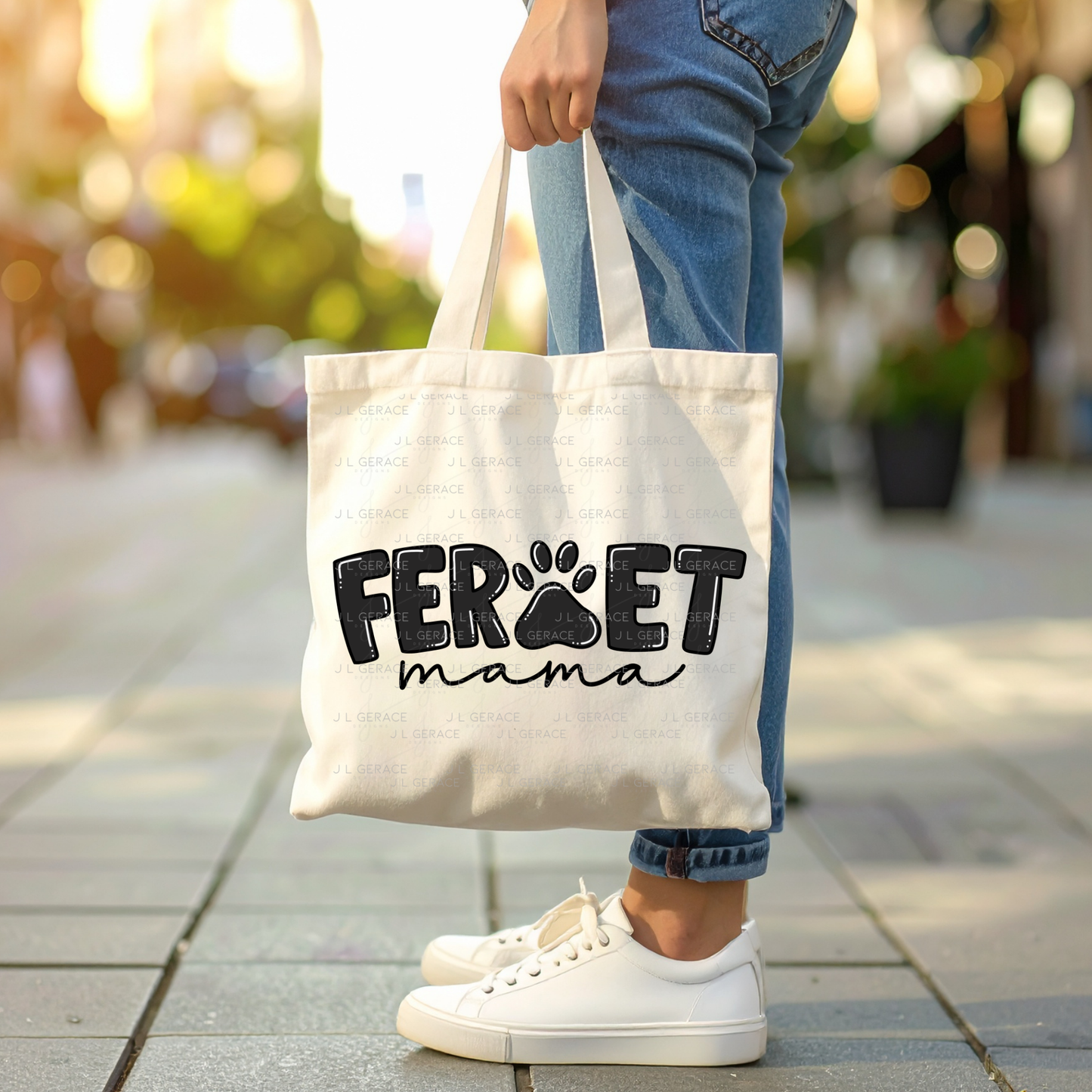 Ferret PNG – Black Paw Print Word Design for Pet Lovers