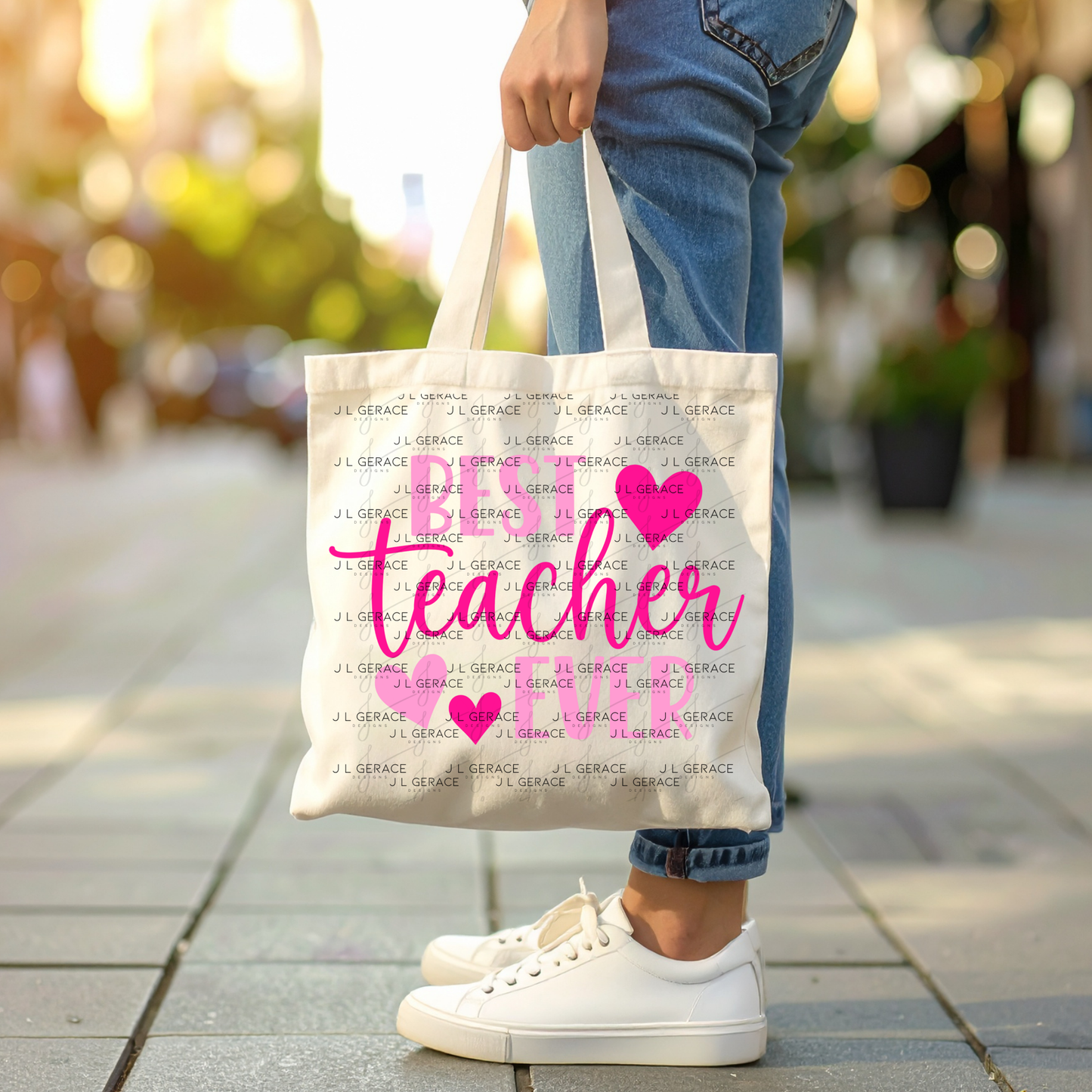 Best Teacher Ever Hearts Pink PNG