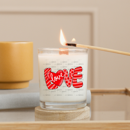 Red Love Word PNG with Heart Paint Splatter Mixed Pattern Design