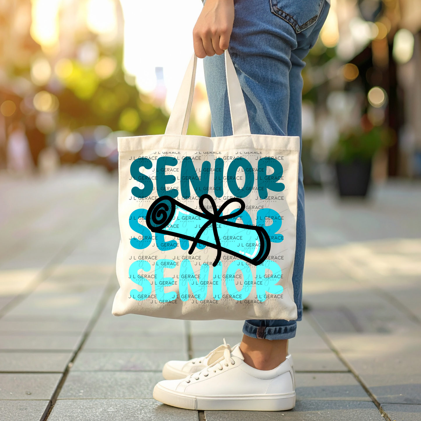 Senior PNG – Teal Diploma Graduation Lettering Design