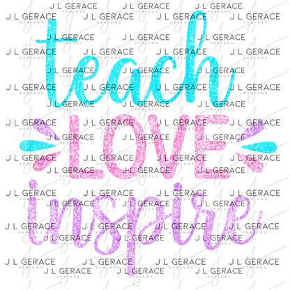 Teach Love Inspire Teacher Color PNG