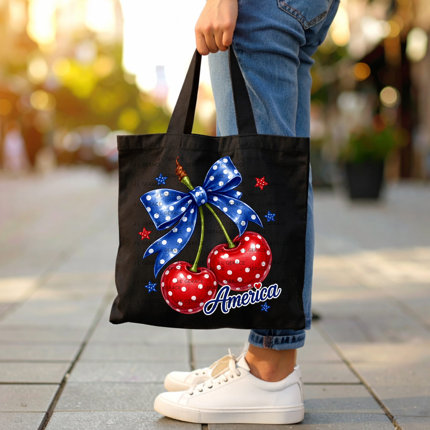 Polka Dot America Cherries PNG