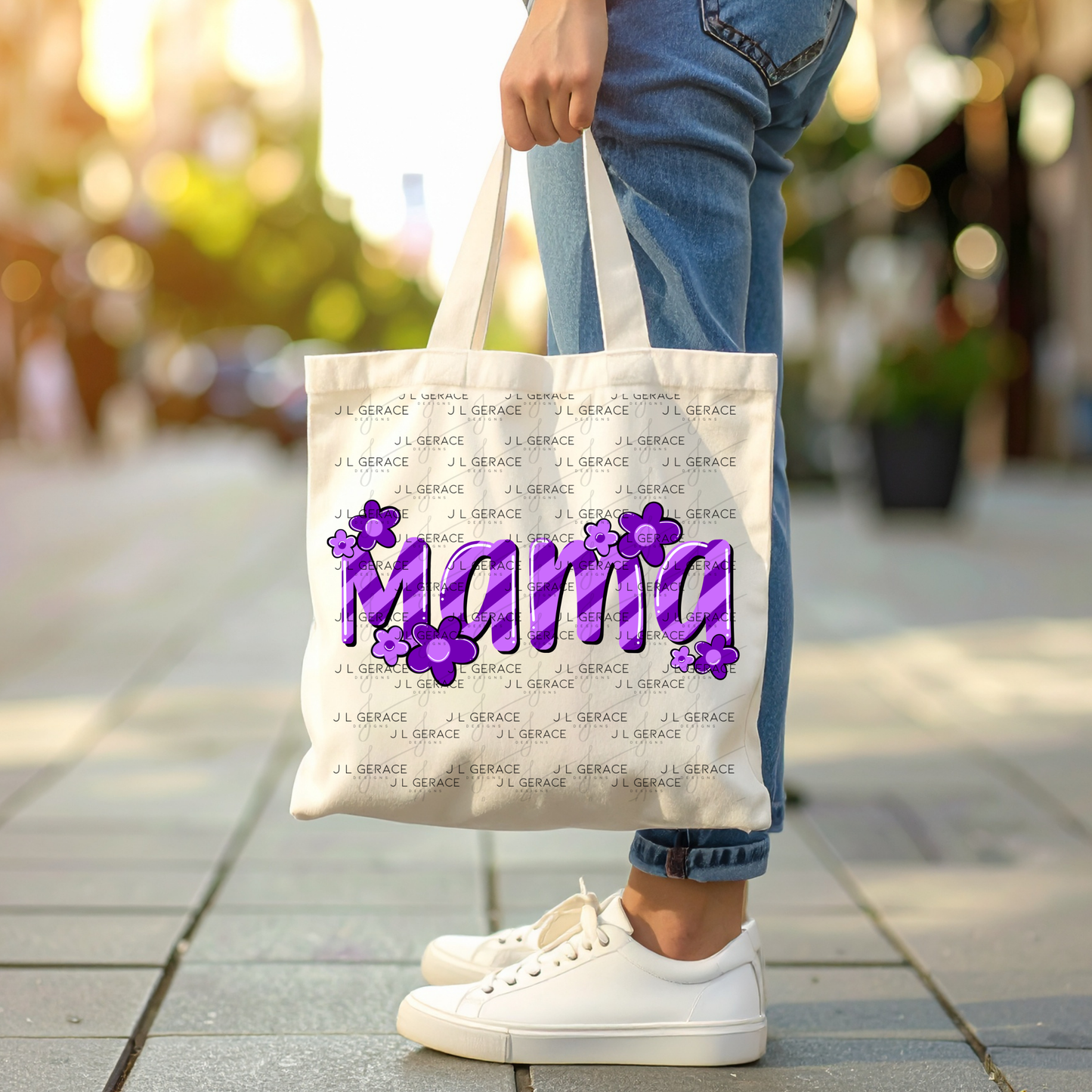 Mama Daisy Floral Purple PNG Design