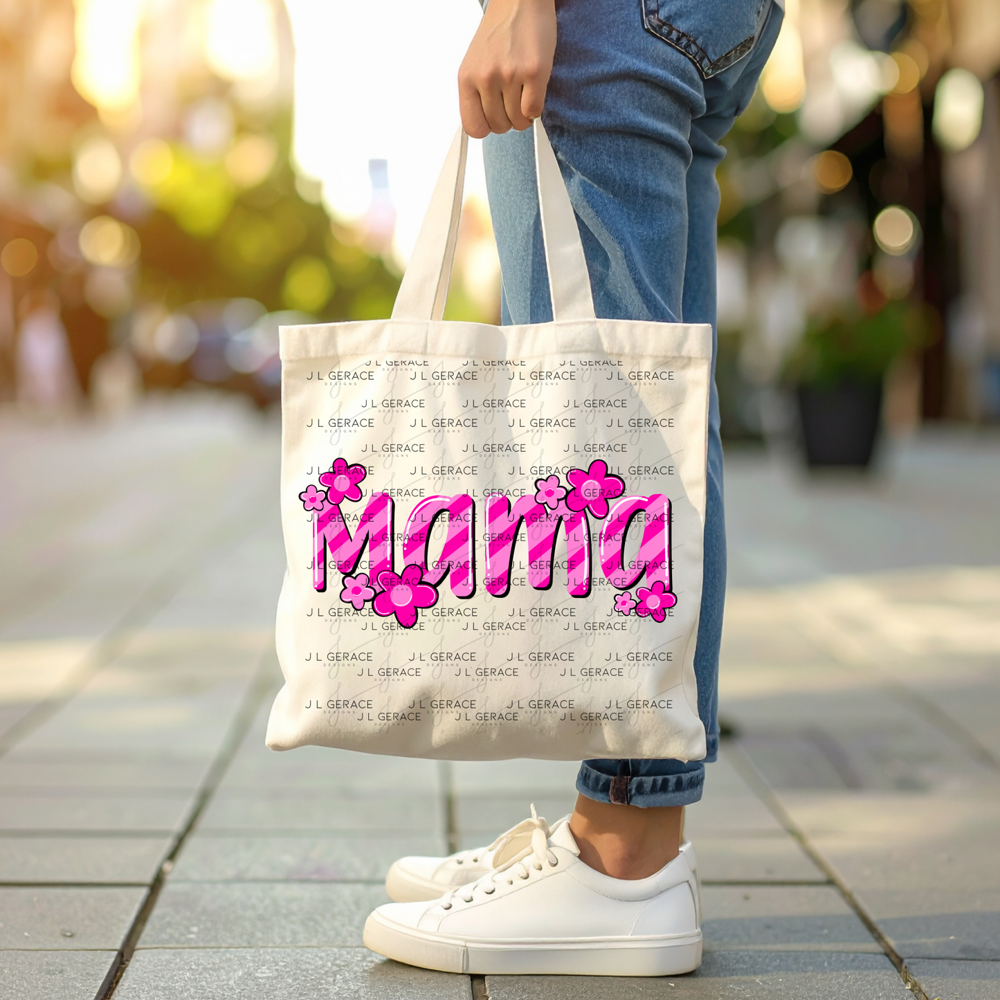 Mama Daisy Floral Pink PNG Design