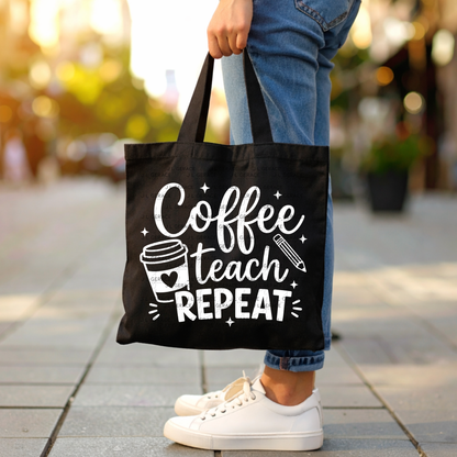 Coffee Teach Repeat Teacher PNG Bundle Digital Download (2 Colors)