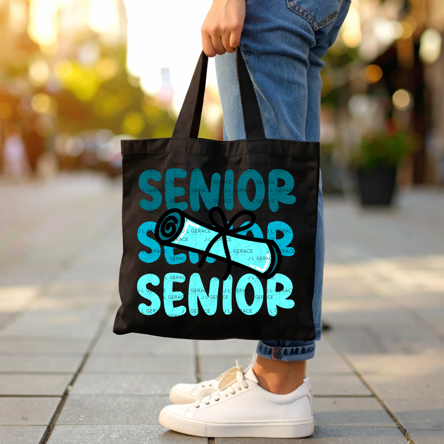 Senior PNG – Teal Diploma Graduation Lettering Design