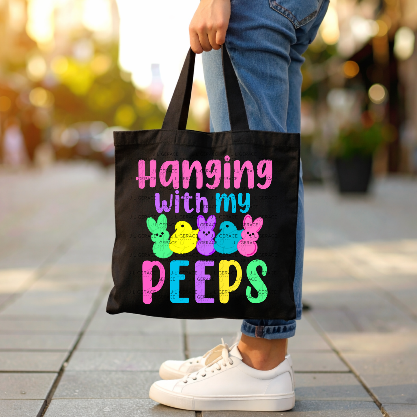 Hanging With My Peeps Clipart Sublimation PNG Easter Bunny Chick Design