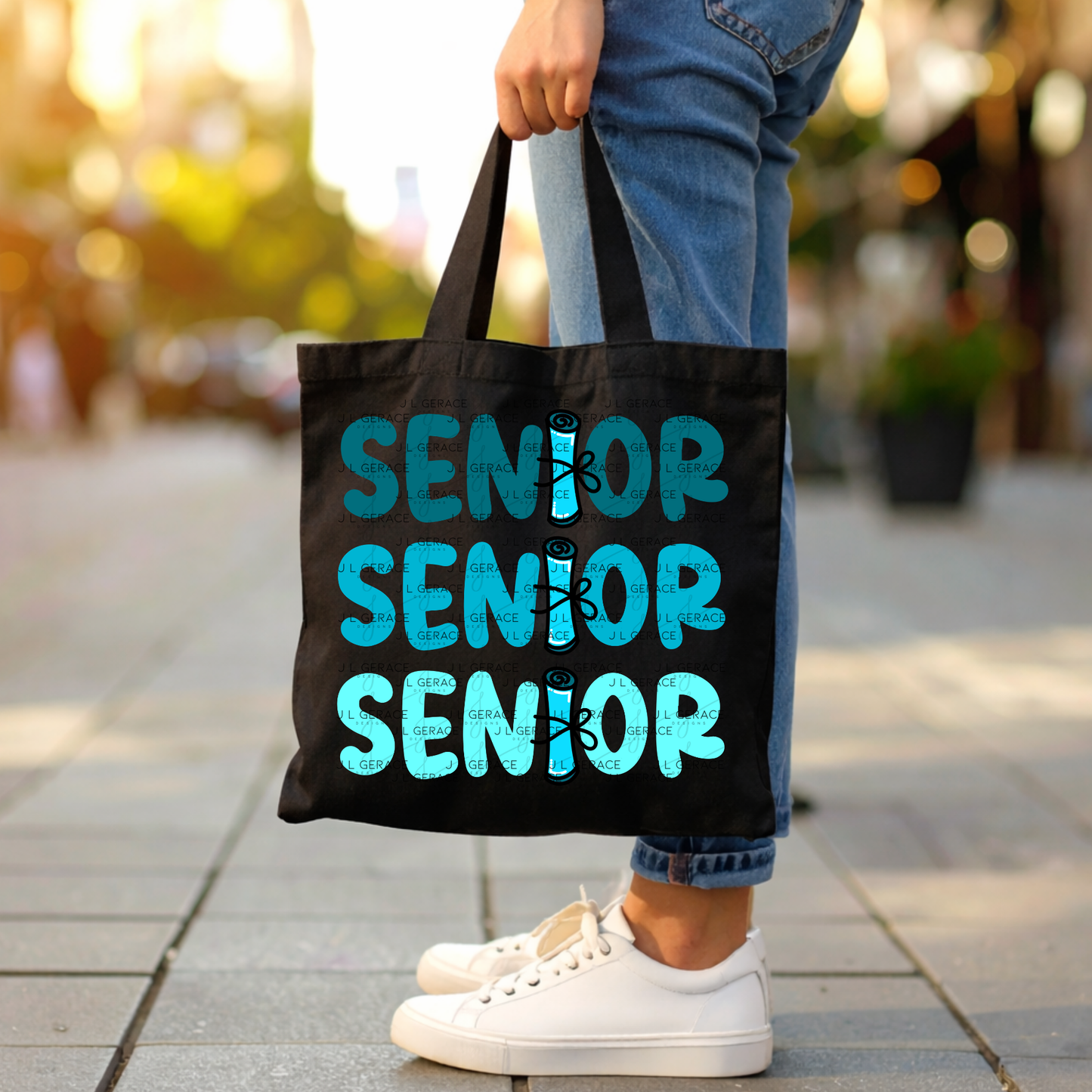 Senior PNG – Teal Diploma Graduation Lettering Design