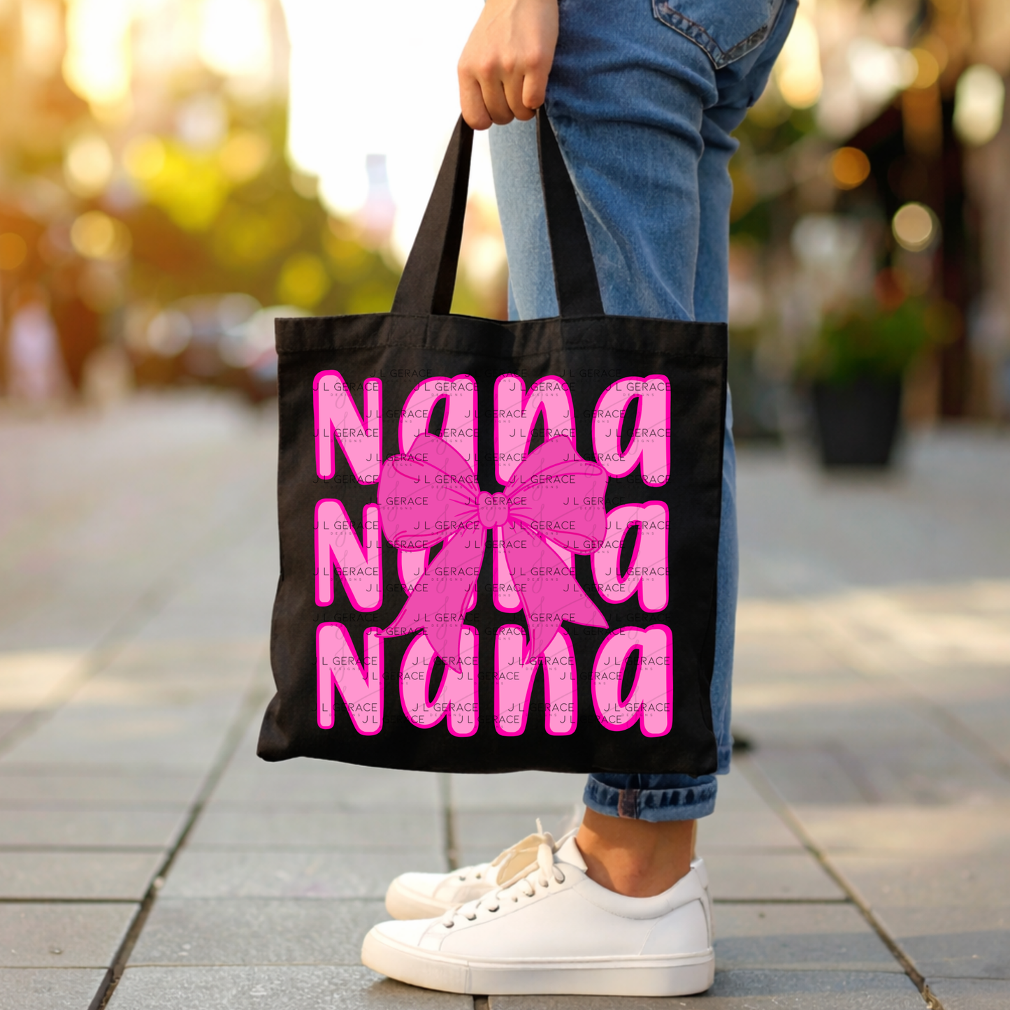 Nana Bow PNG – Pink Coquette Style Sublimation Design