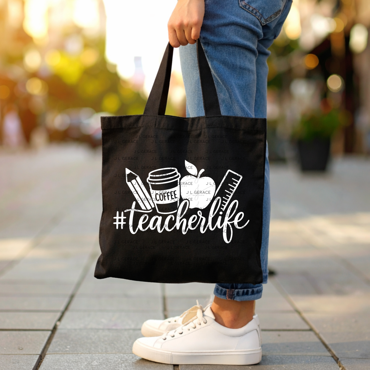 Teacherlife School Supplies Black and White PNG (2 Colors)
