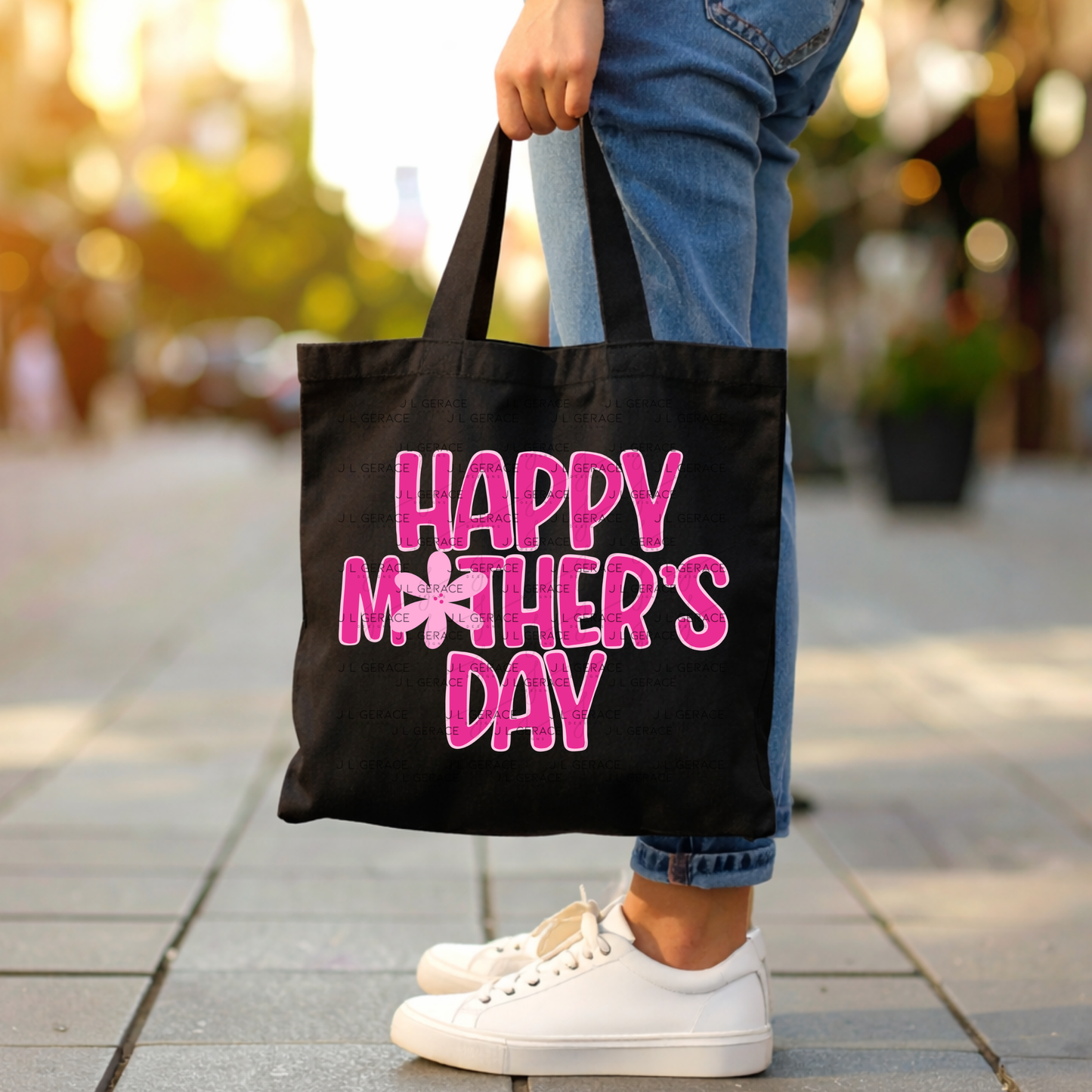 Happy Mothers Day PNG – Bold Pink Floral Lettering Sublimation Design