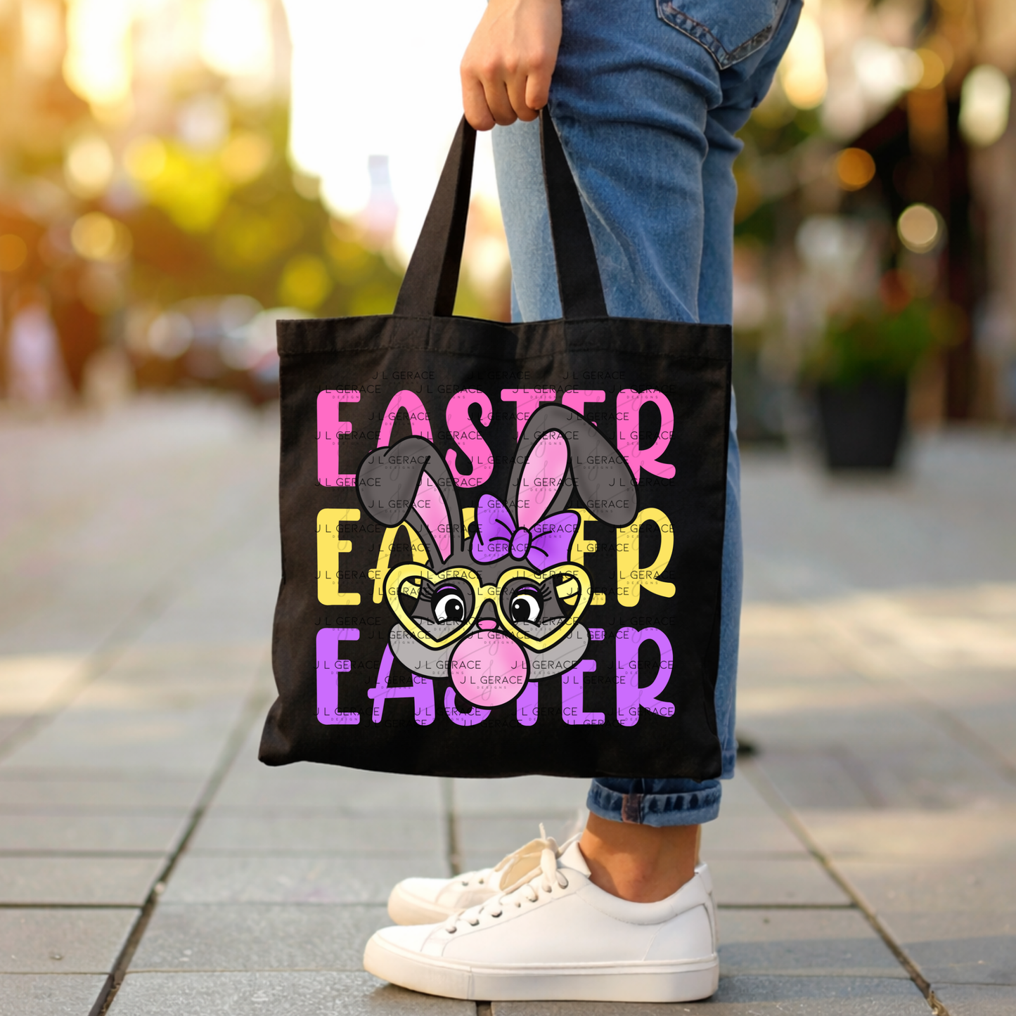 EASTER EASTER EASTER Bunny with Glasses Pink - Yellow - Purple PNG