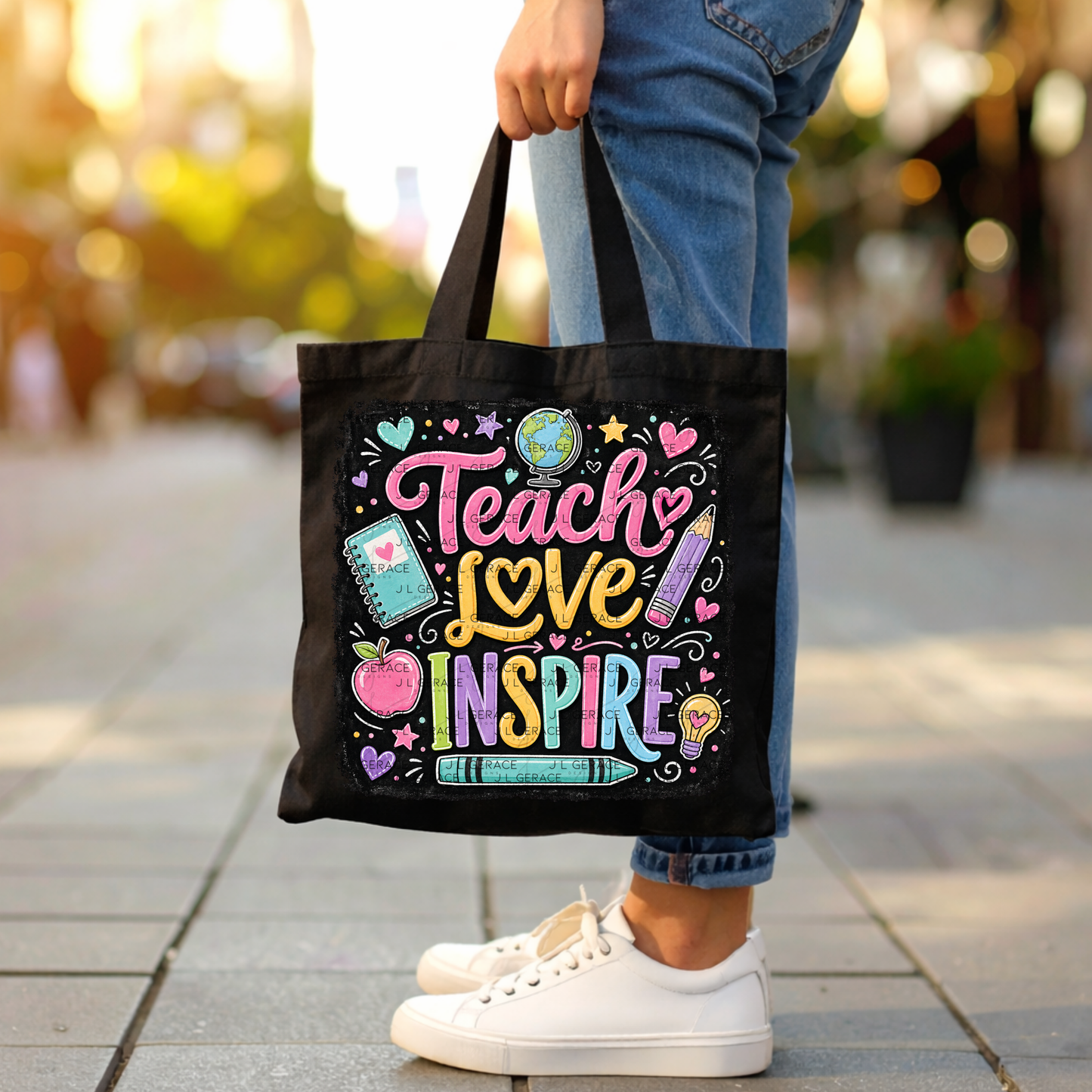 Teach Love Inspire Chalkboard Teacher PNG Digital Download