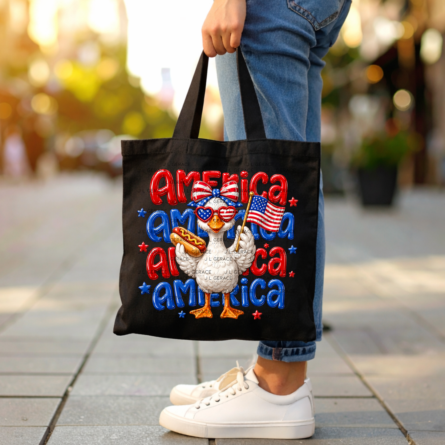 America Goose Hotdog Patriotic PNG Design