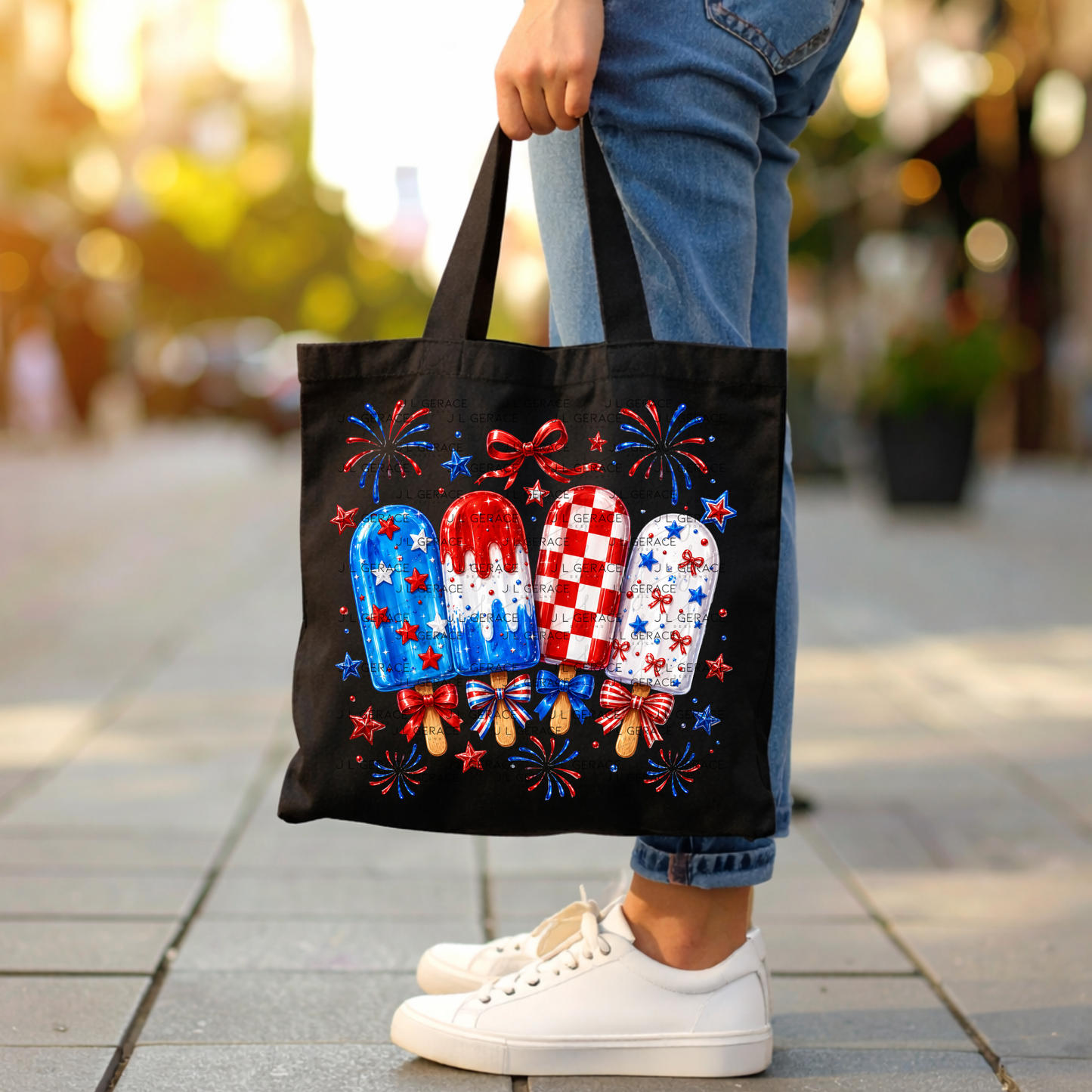 Patriotic Popsicles Bows PNG Design