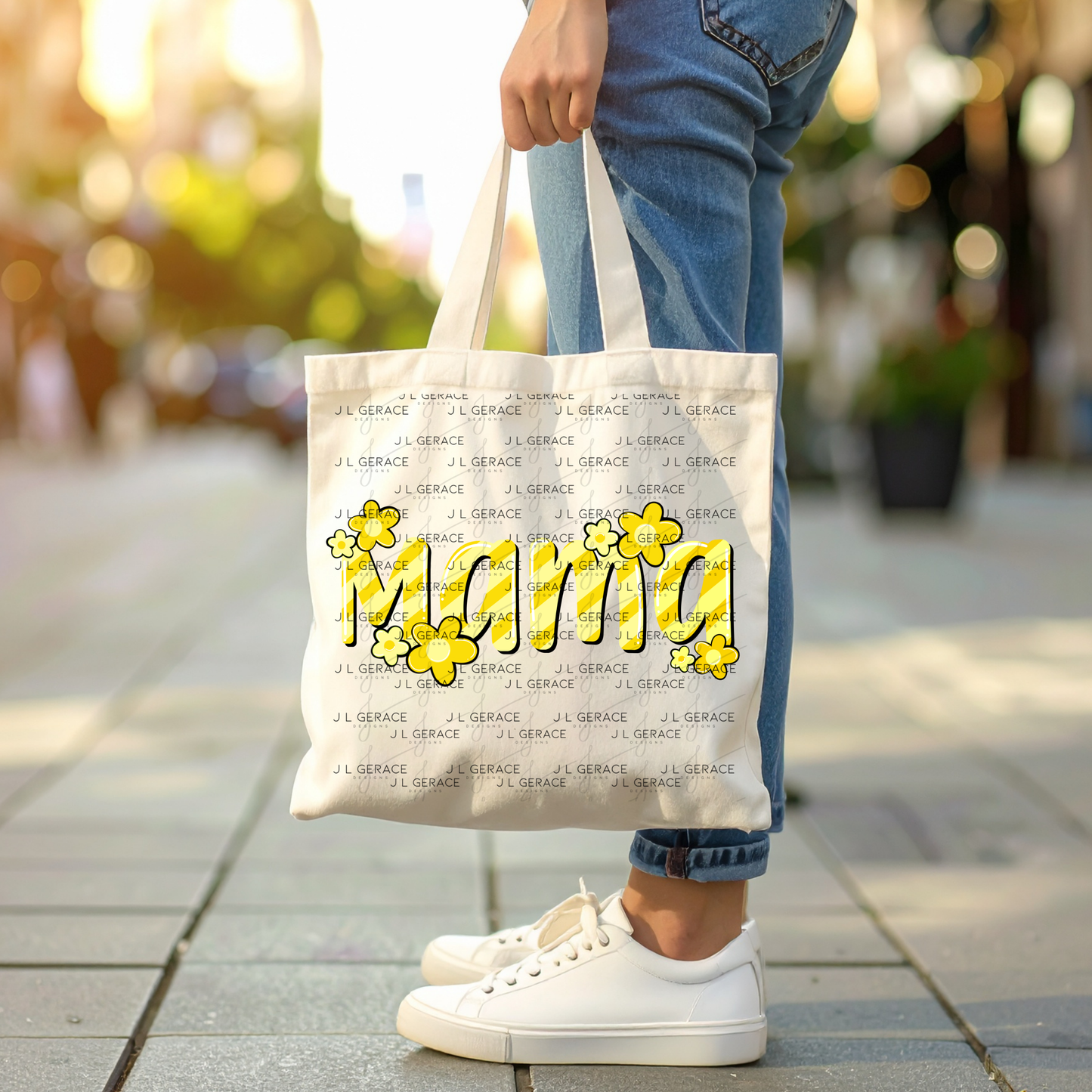 Mama Daisy Floral Yellow PNG Design