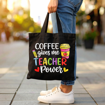 Coffee Gives Me Teacher Power PNG Sublimation Design Teacher Appreciation Digital Download