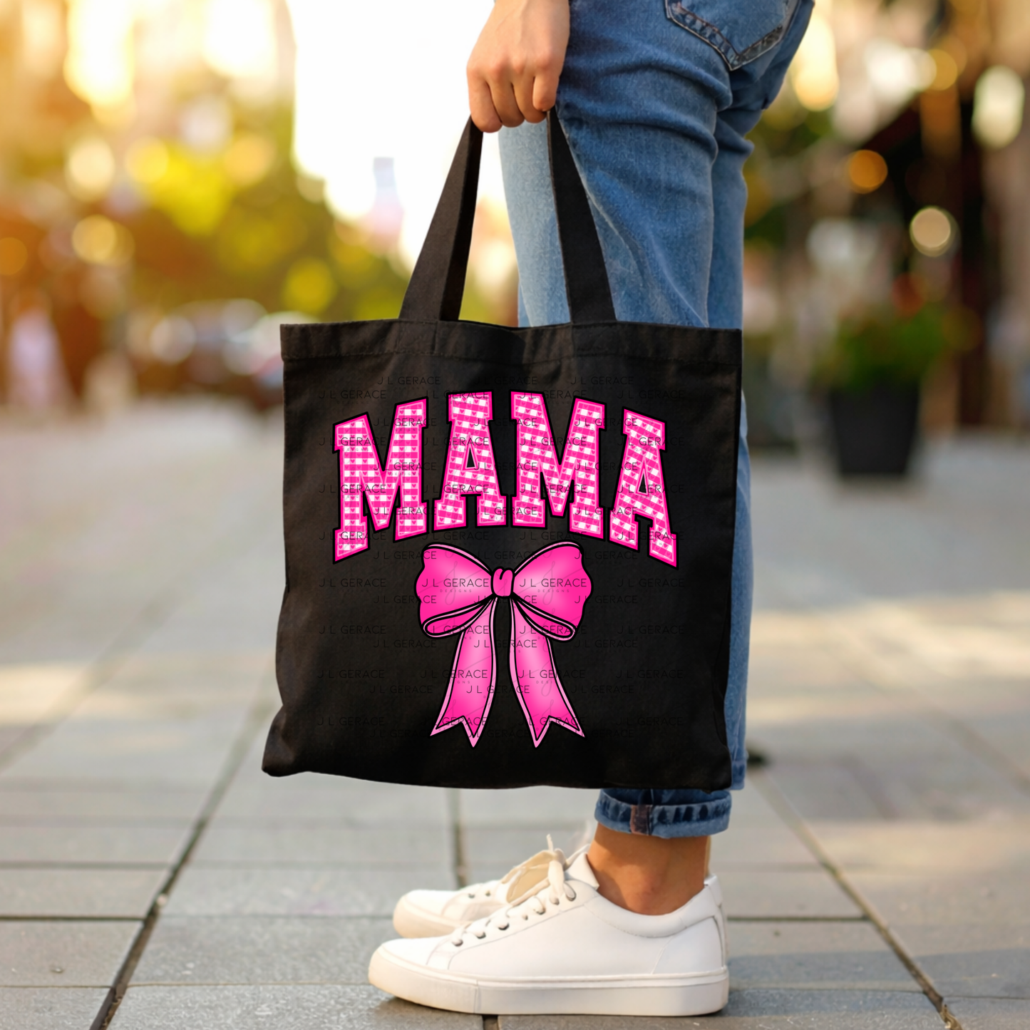 Mama Bow PNG – Pink Gingham Mothers Day Sublimation Design