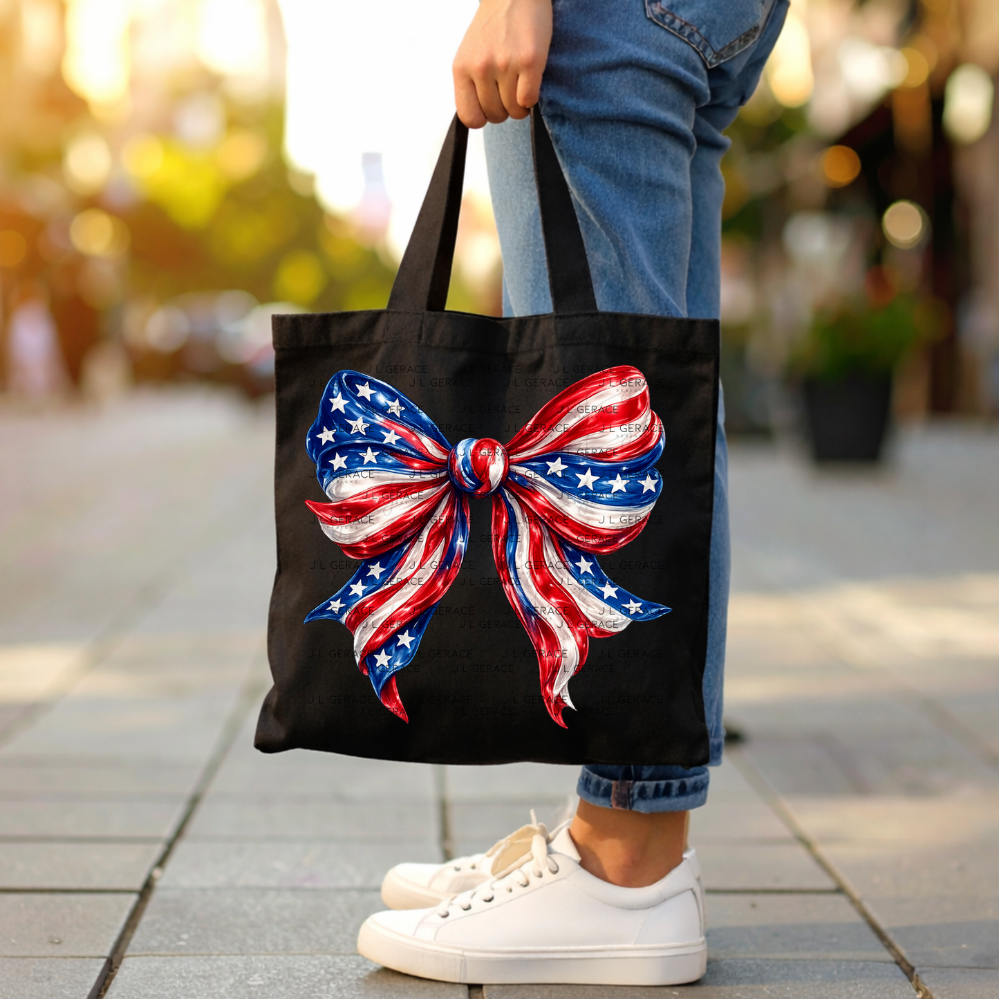 America Flag Bow Patriotic PNG Design