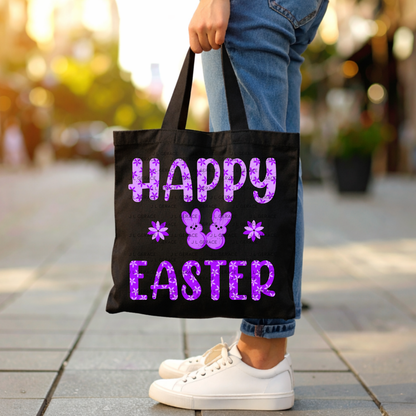 Happy Easter Purple Bunny Peep Flowers Clipart Sublimation PNG