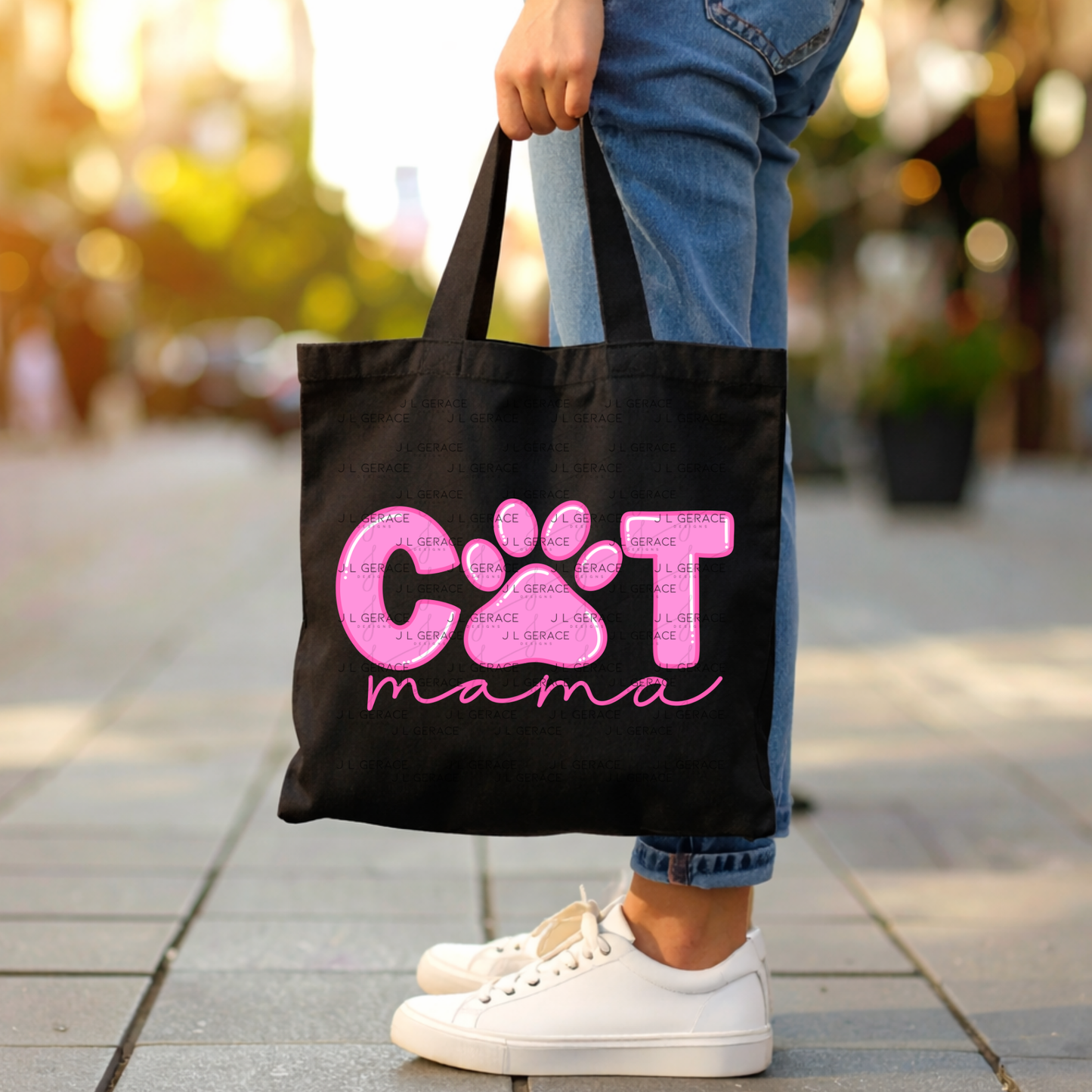 Cat Mama PNG – Pink Paw Print Pet Lover Sublimation Design