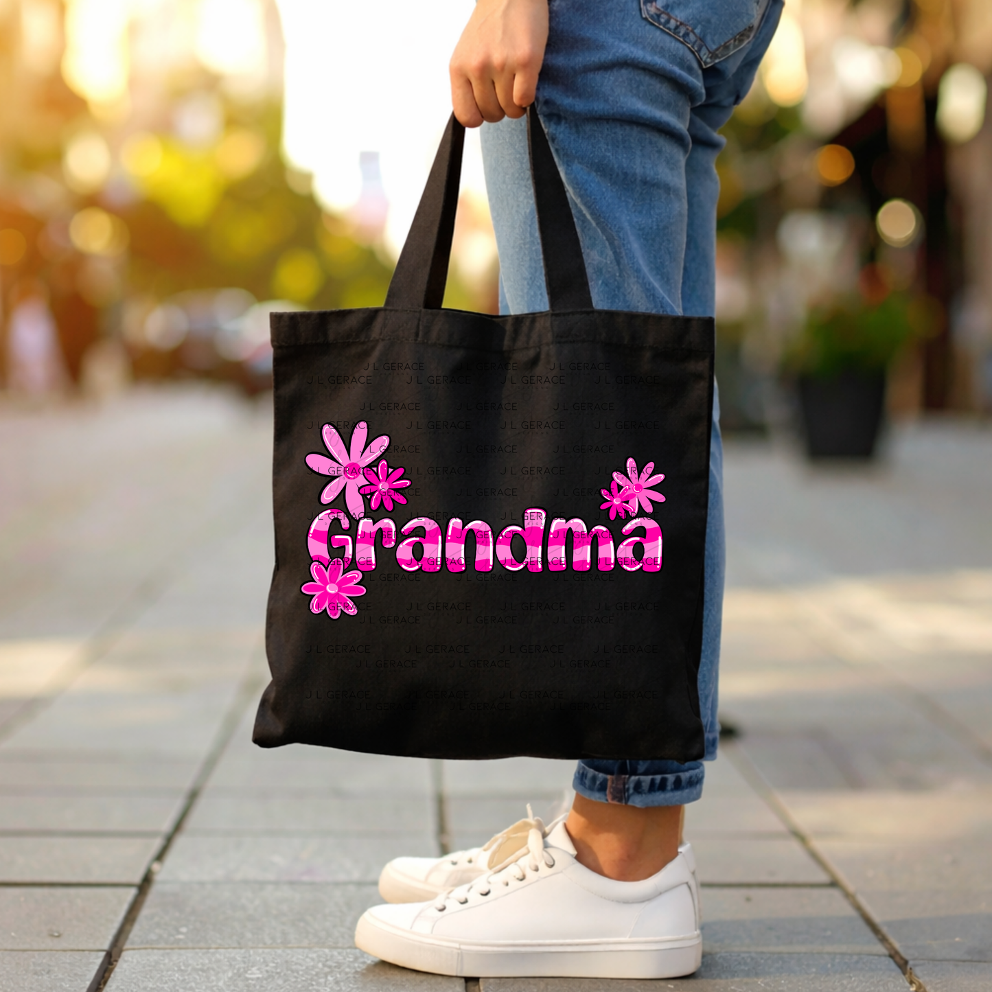 Grandma PNG – Pink Floral Name Sublimation Design