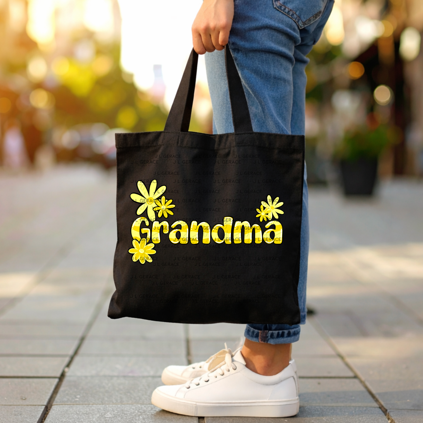 Grandma PNG – Yellow Floral Name Sublimation Design
