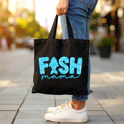 Fish Mama PNG – Blue Fishing Design with Fish Silhouette Letter