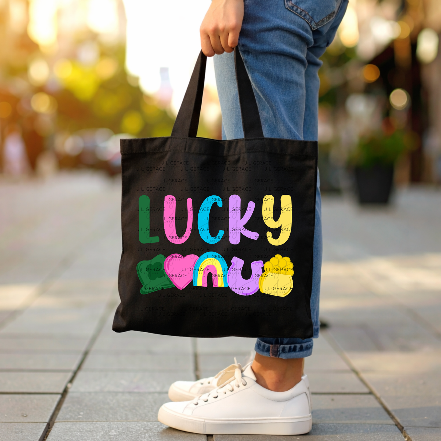 Lucky PNG, St Patrick Shirt Design, Rainbow Shamrock Sublimation PNG Download