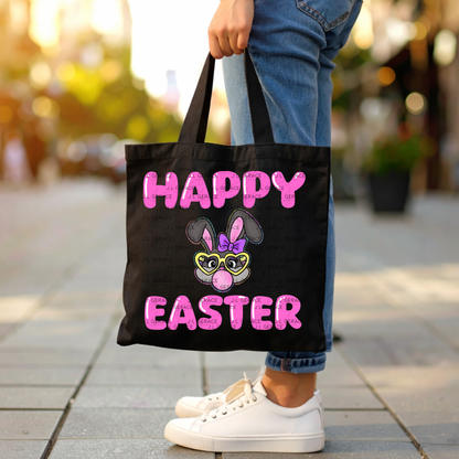 Happy Easter Bunny Bubblegum Rainbow Glitter Clipart Sublimation PNG