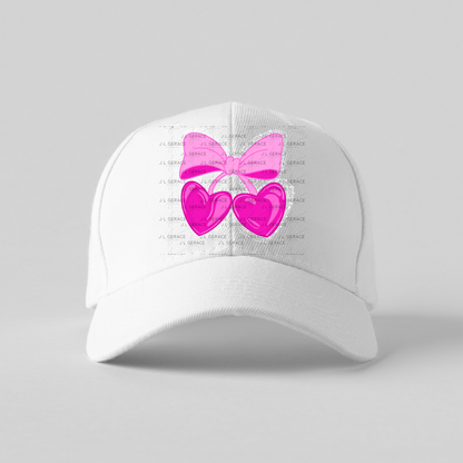 Pink Heart Cherries PNG with Bow String Glitter Design