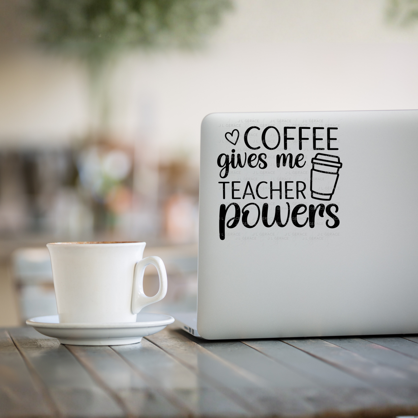 Coffee Gives Me Teacher Powers Black and White PNG (2 Colors)