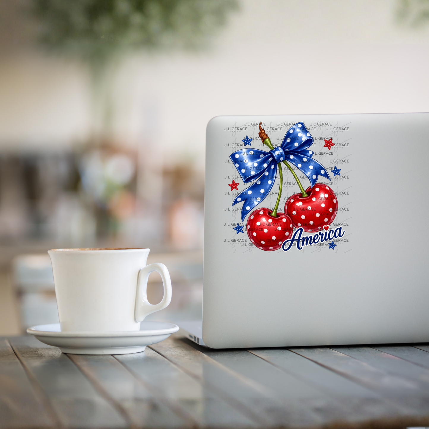 Polka Dot America Cherries PNG