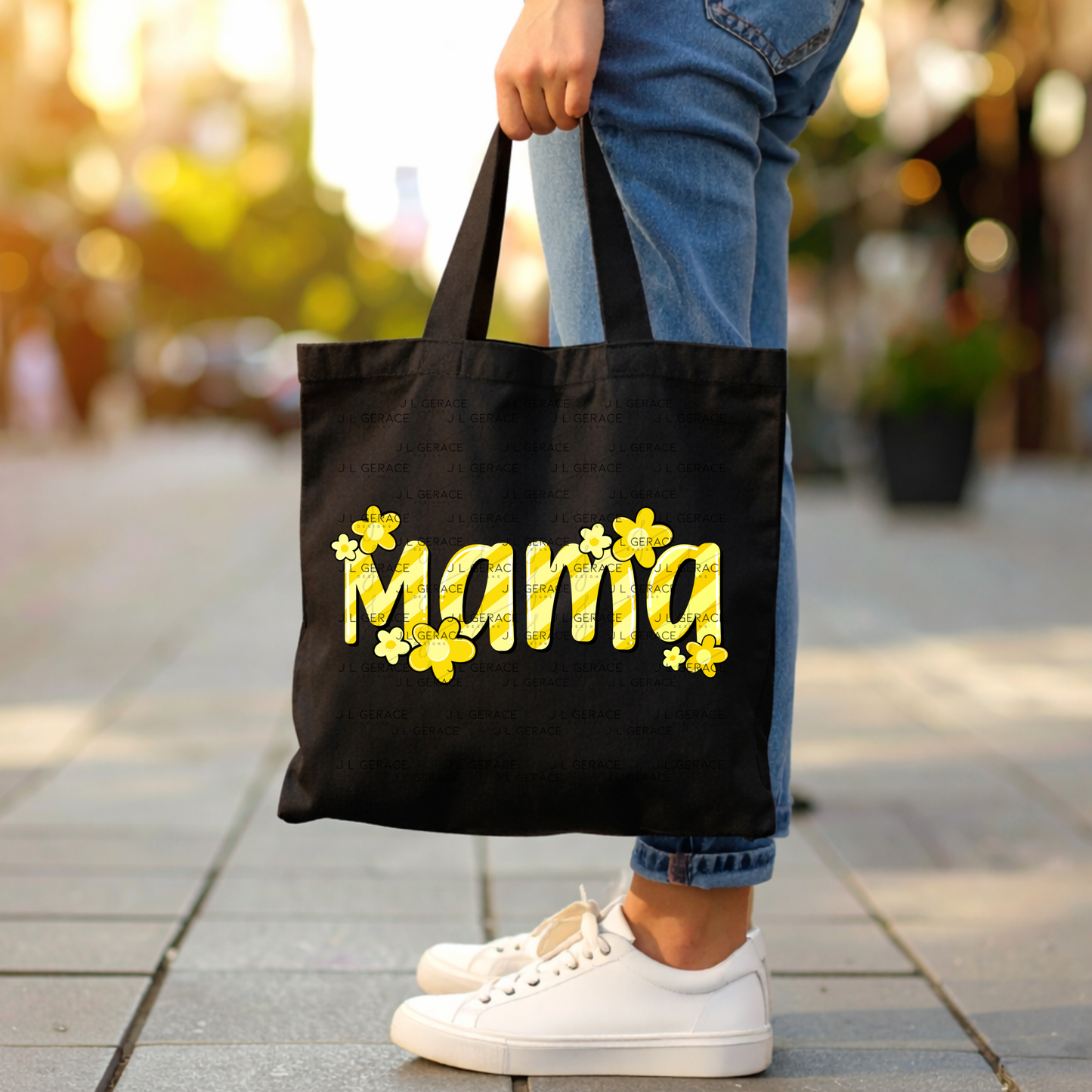 Mama Daisy Floral Yellow PNG Design