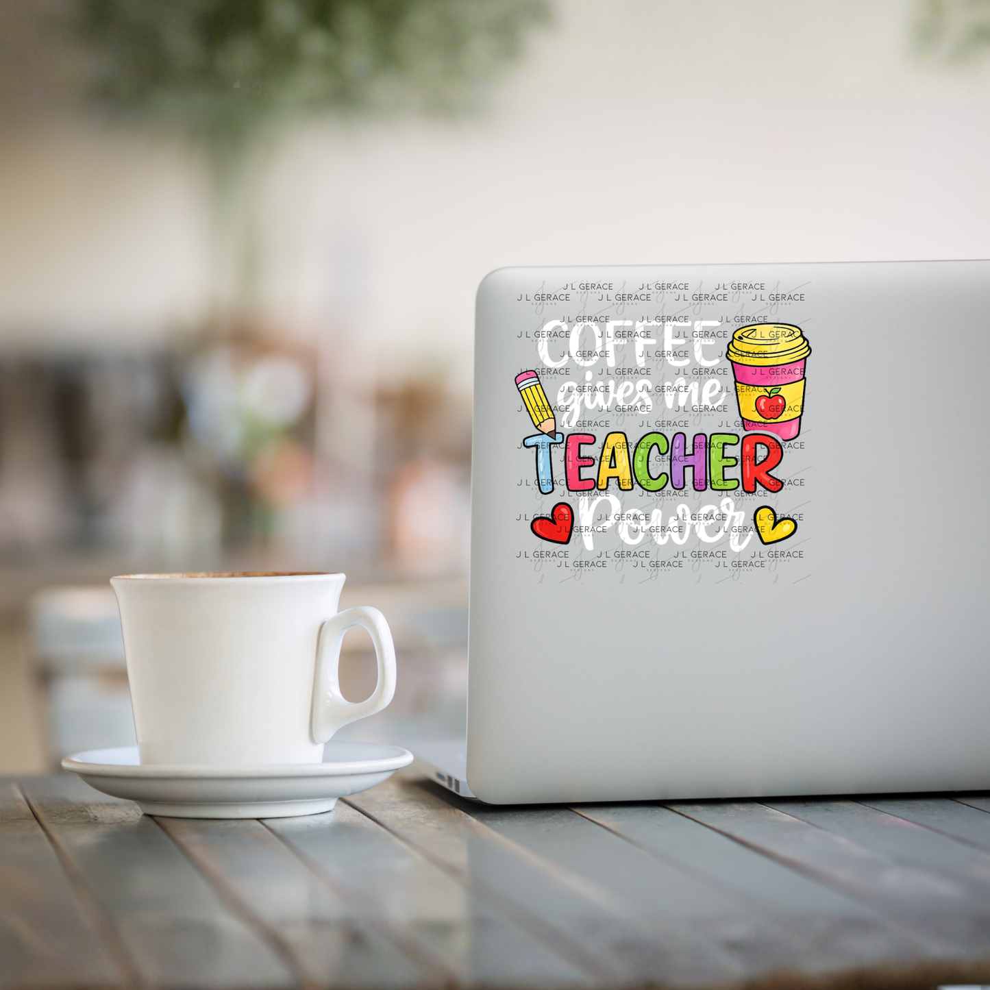 Coffee Gives Me Teacher Power PNG Sublimation Design Teacher Appreciation Digital Download