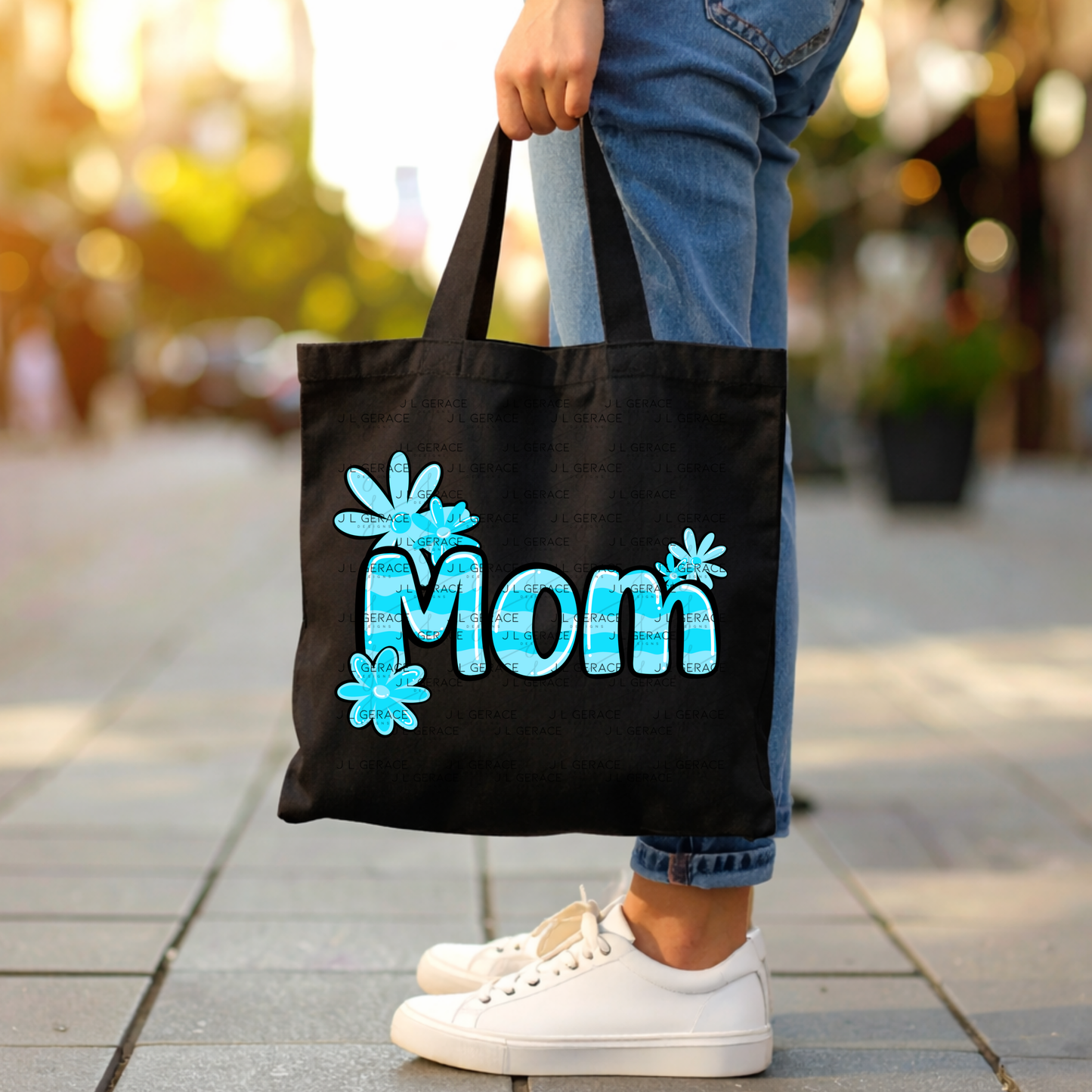 Mom Daisy Floral Blue PNG Design