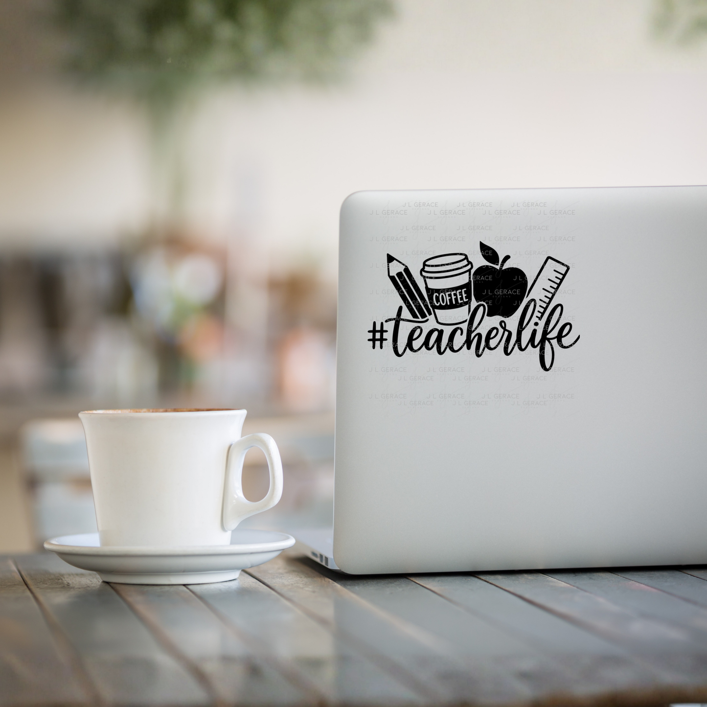 Teacherlife School Supplies Black and White PNG (2 Colors)