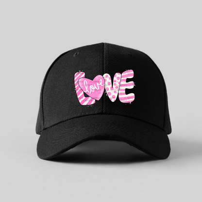 Pink Love Word PNG with Heart – Paint Splatter Mixed Pattern Design