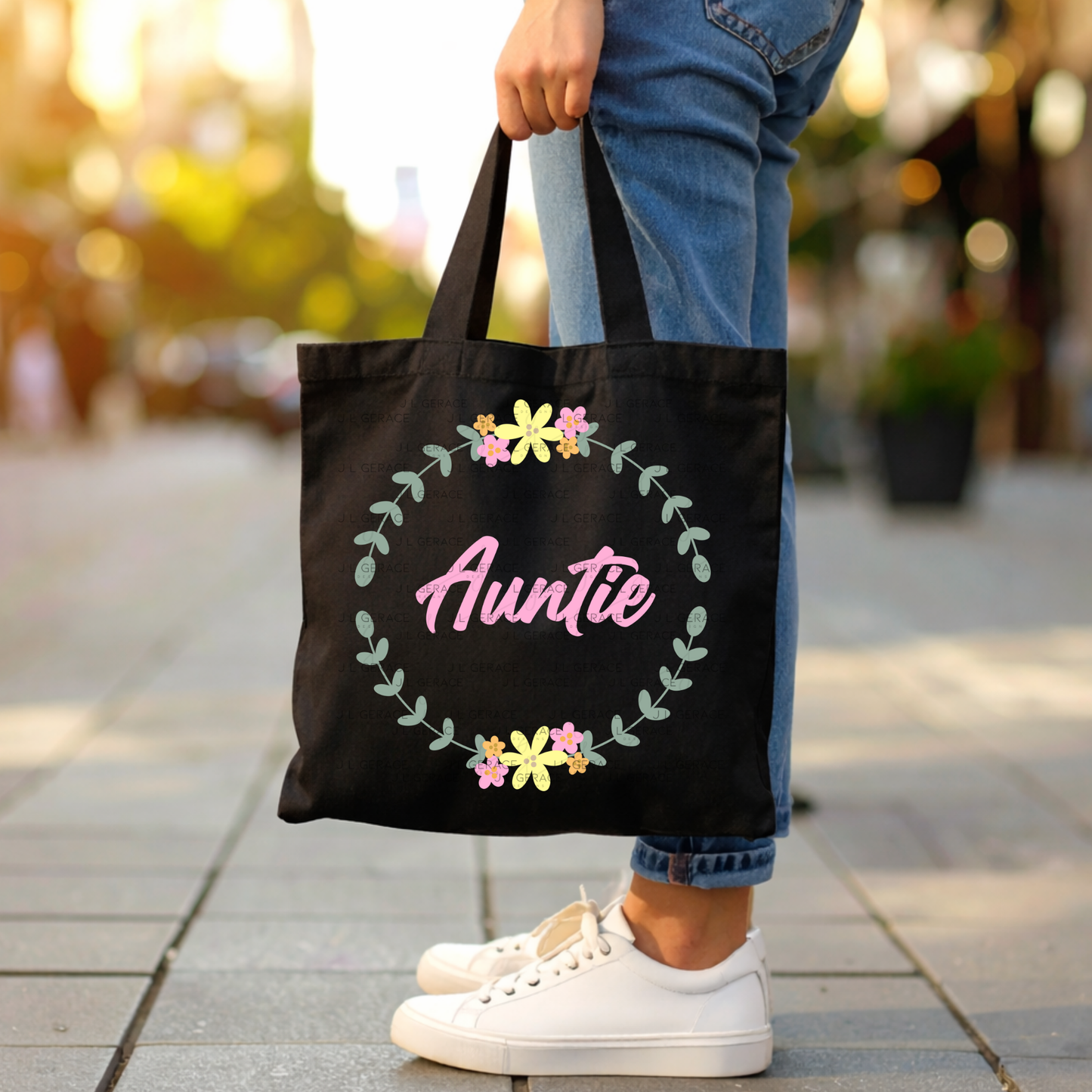 Auntie PNG – Floral Wreath Script Sublimation Design