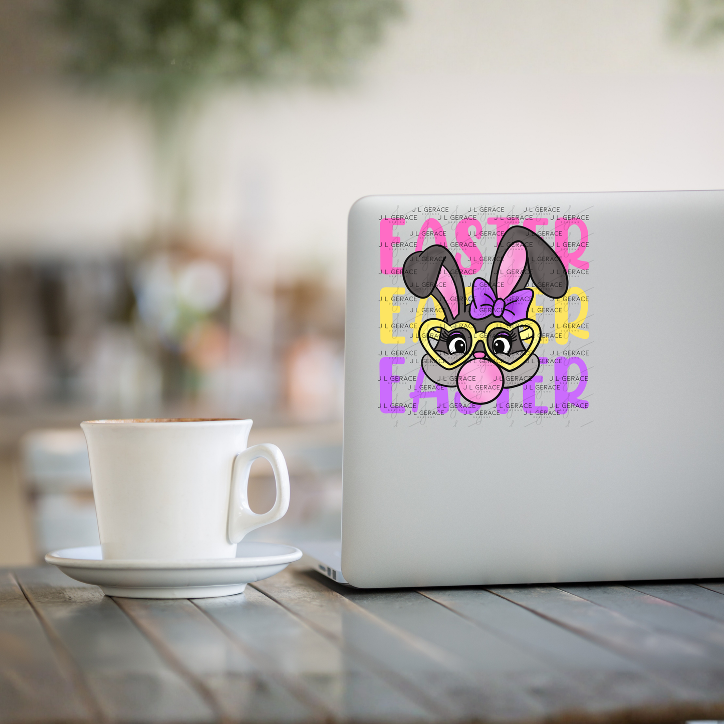 EASTER EASTER EASTER Bunny with Glasses Pink - Yellow - Purple PNG