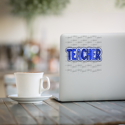 Teacher Dot Lettering Blue PNG Digital Download