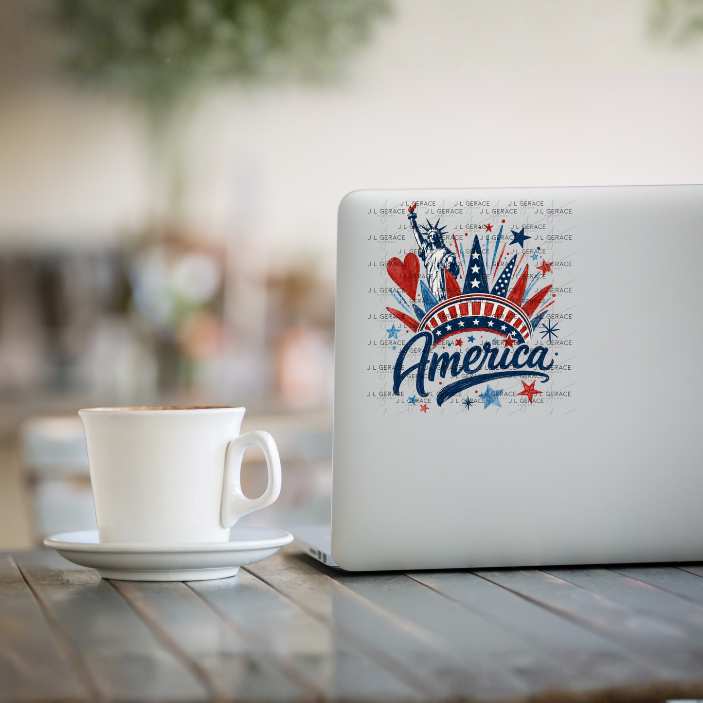 America Statue Liberty Fireworks Patriotic PNG Design
