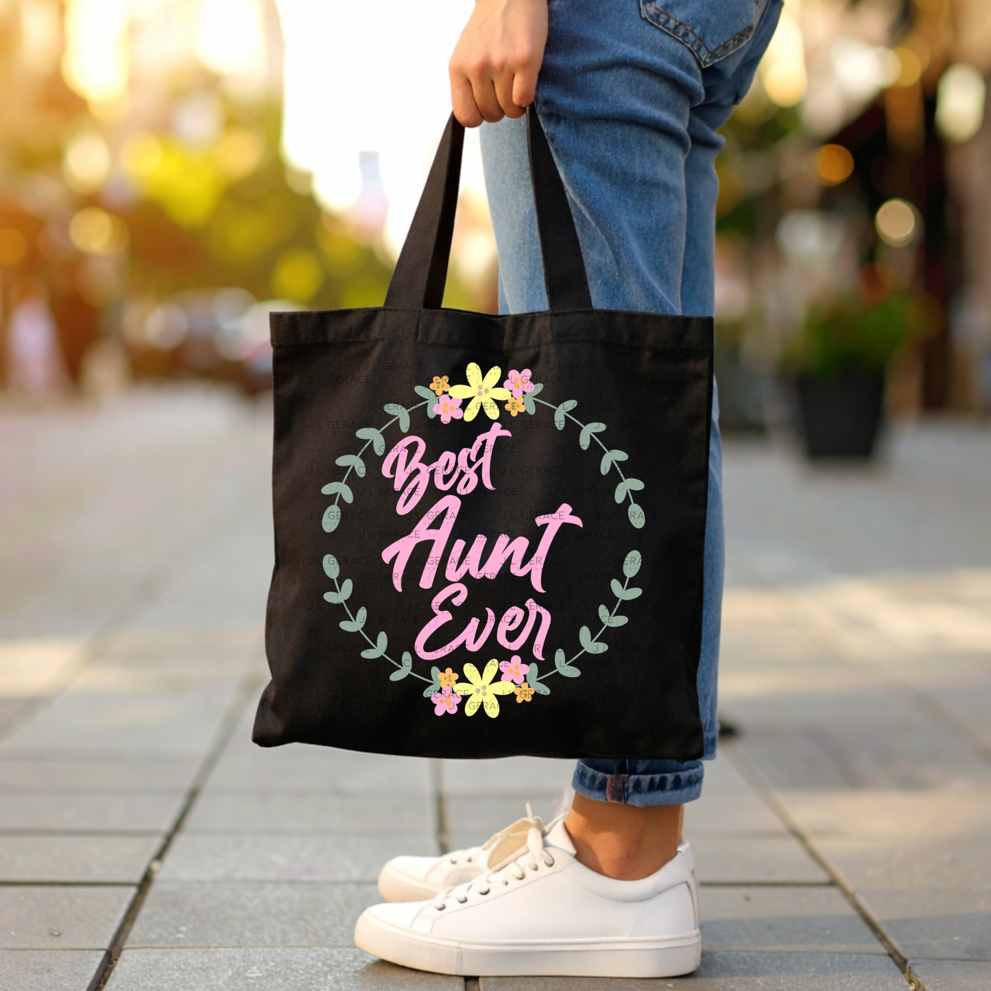 Best Aunt Ever PNG – Floral Wreath Script Sublimation Design