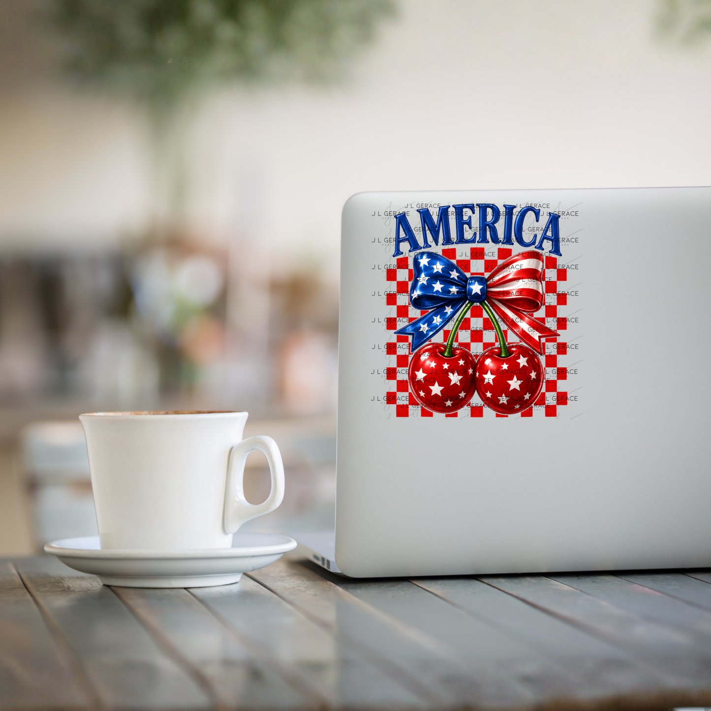 America Patriotic Cherries Bow PNG Design